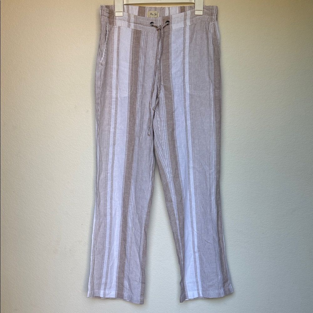 Per Se  Tan and White Striped Chinos